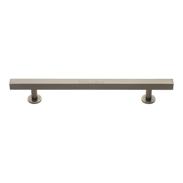 C4760 128-AT • 128 x 191 x 11 x 19 x 32mm • Antique Brass • Heritage Brass Square Bar Round Foot Cabinet Pull Handle